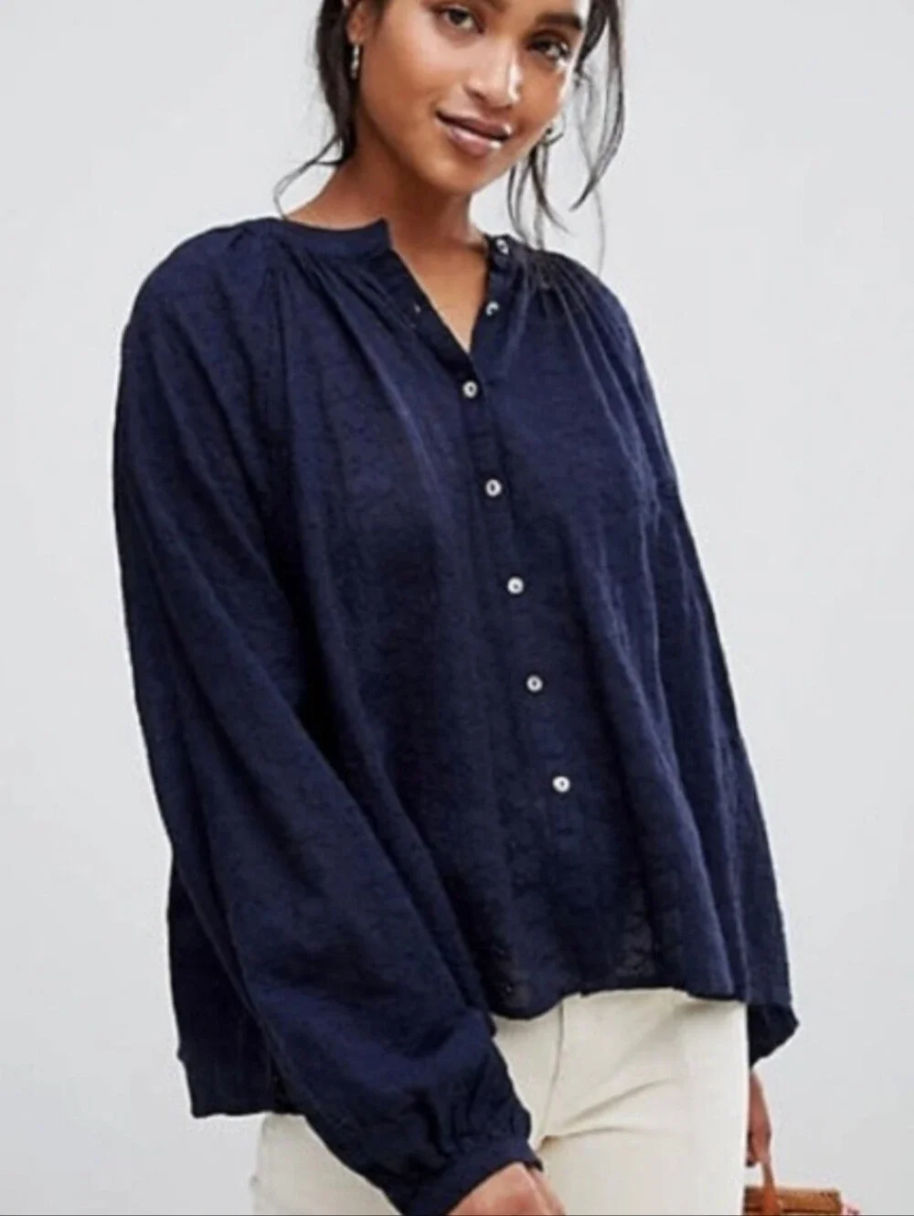 Free People Down From The Clouds Oversized Eyelet Cotton Peasant Top